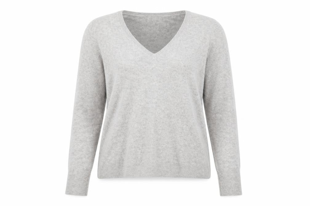 Ann Taylor Women Grey 100% Cashmere V-Neck Jumper Size S