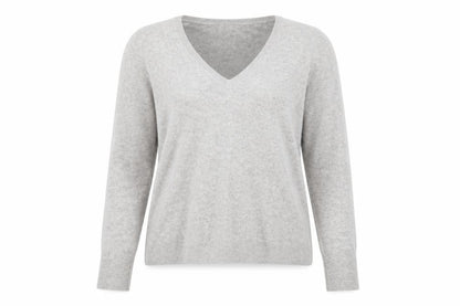 Ann Taylor Women Grey 100% Cashmere V-Neck Jumper Size S