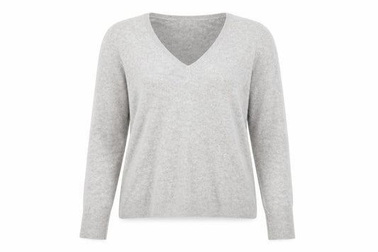 Ann Taylor Women Grey 100% Cashmere V-Neck Jumper Size S