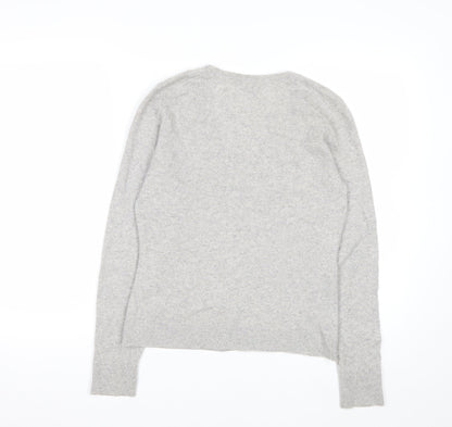 Ann Taylor Women Grey 100% Cashmere V-Neck Jumper Size S