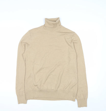 Charter Club Womens Beige Roll Neck Wool Blend Pullover Jumper M