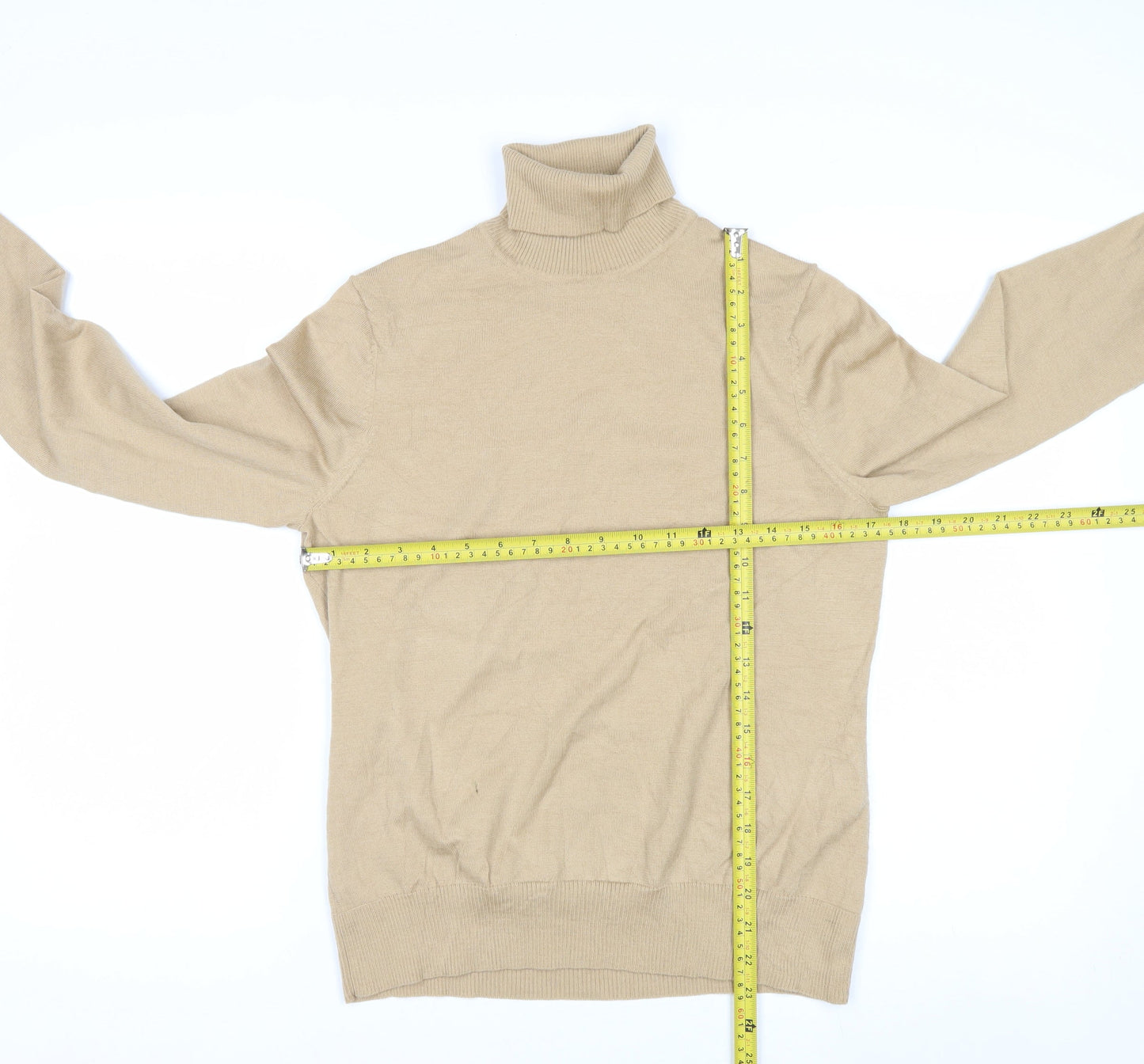 Charter Club Womens Beige Roll Neck Wool Blend Pullover Jumper M