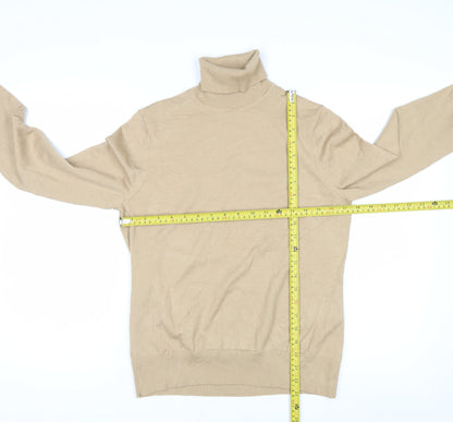Charter Club Womens Beige Roll Neck Wool Blend Pullover Jumper M