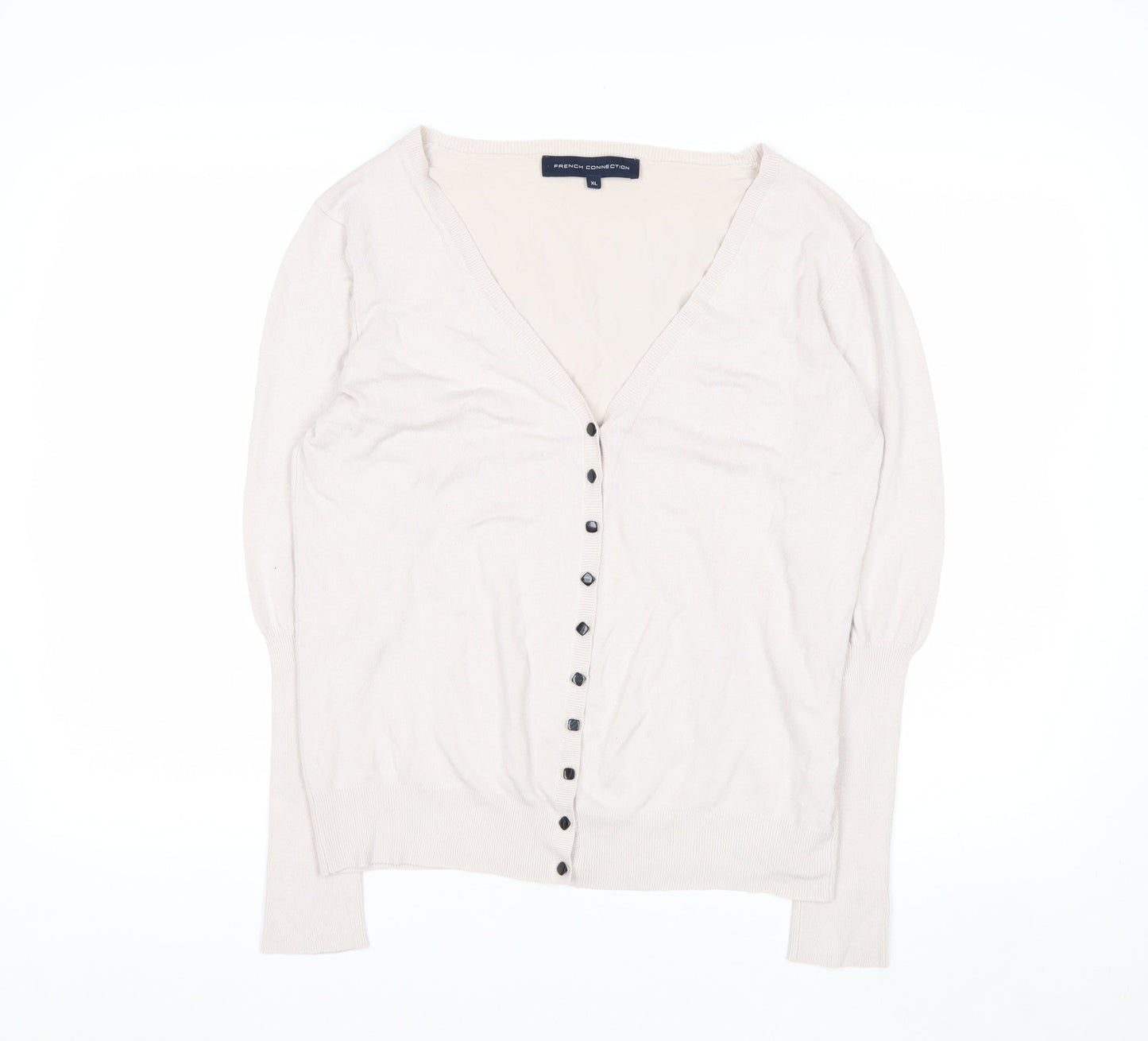 French Connection Women's Beige XL Button Cardigan Knitwear