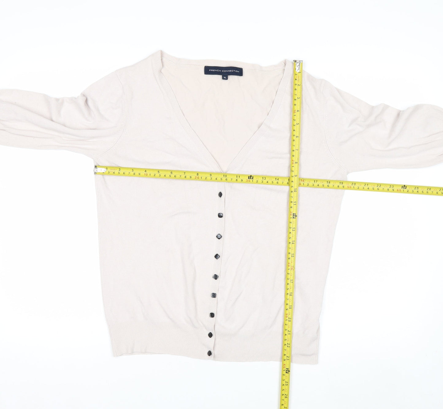 French Connection Women's Beige XL Button Cardigan Knitwear