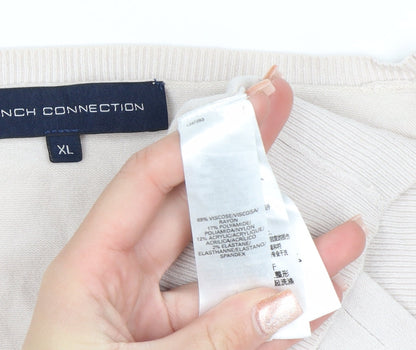 French Connection Women's Beige XL Button Cardigan Knitwear