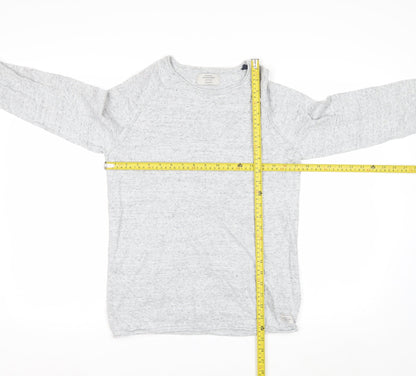 Jack & Jones Men's Grey Cotton Knit Jumper Size S Crew Neck Pullover