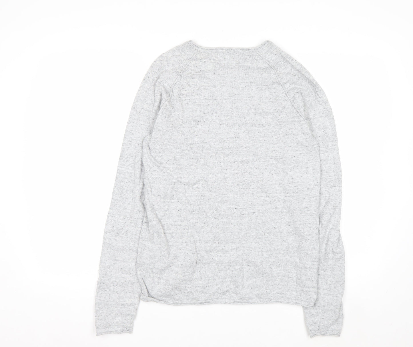 Jack & Jones Men's Grey Cotton Knit Jumper Size S Crew Neck Pullover