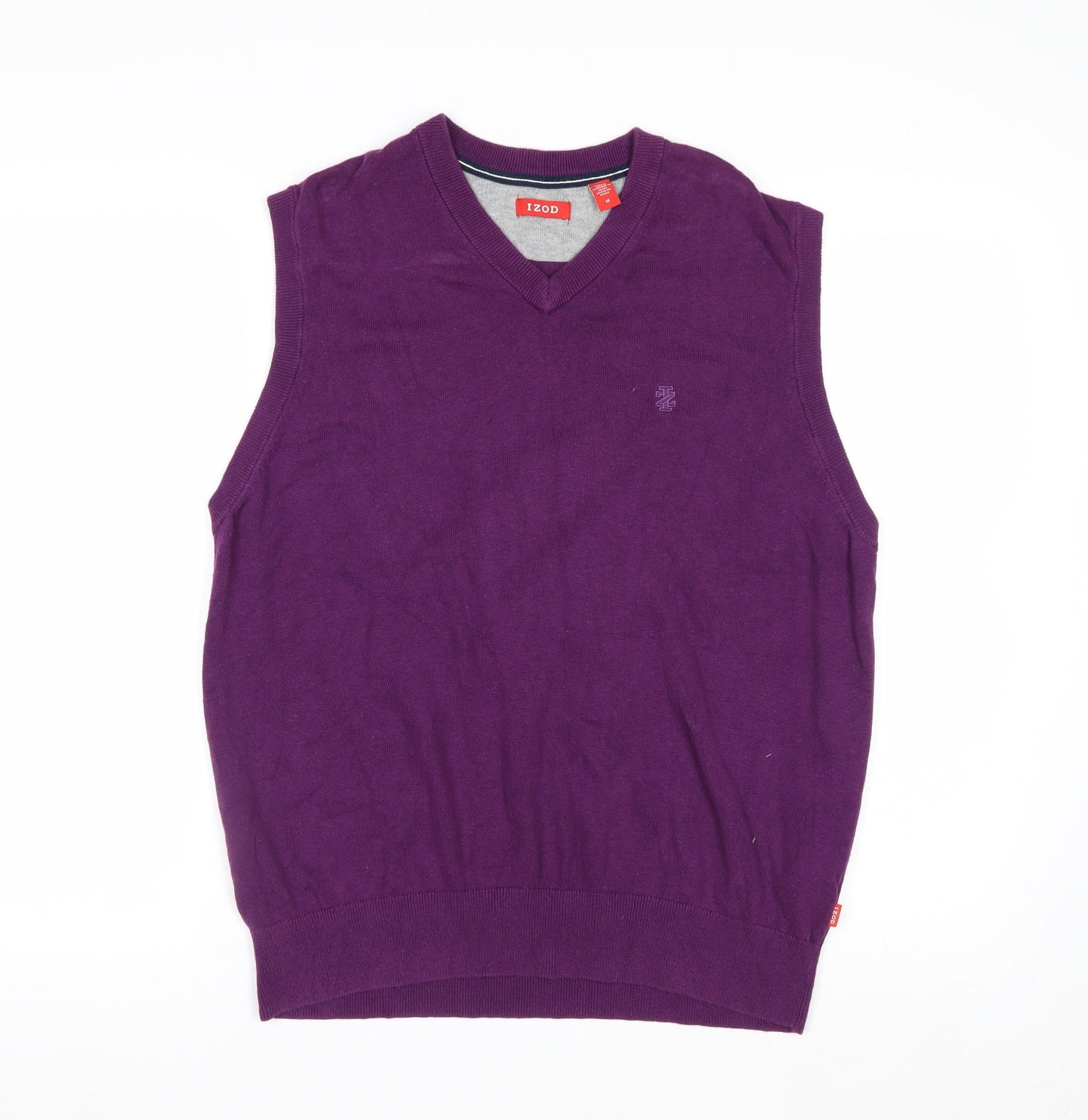 IZOD Men's Purple Cotton V-Neck Sleeveless Knit Vest M Regular