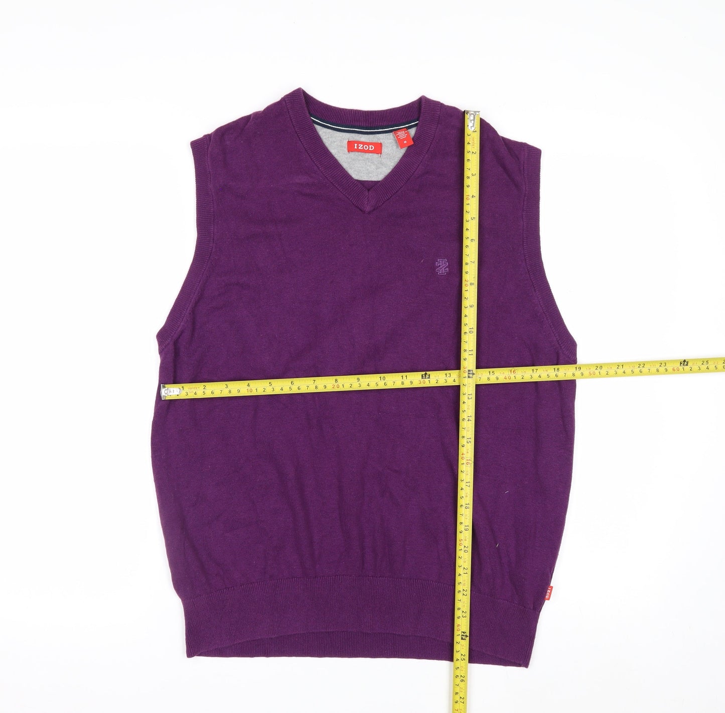 IZOD Men's Purple Cotton V-Neck Sleeveless Knit Vest M Regular