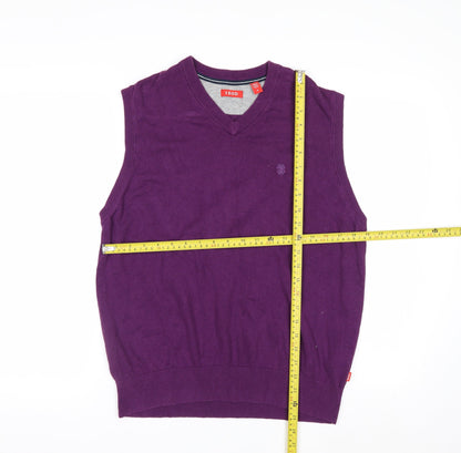 IZOD Men's Purple Cotton V-Neck Sleeveless Knit Vest M Regular