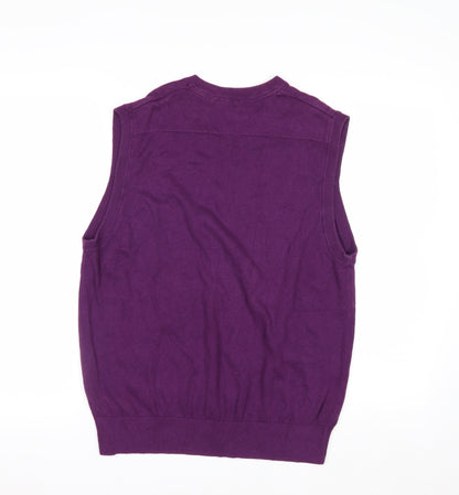 IZOD Men's Purple Cotton V-Neck Sleeveless Knit Vest M Regular
