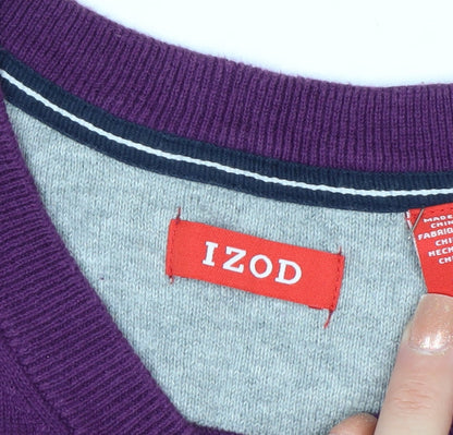 IZOD Men's Purple Cotton V-Neck Sleeveless Knit Vest M Regular