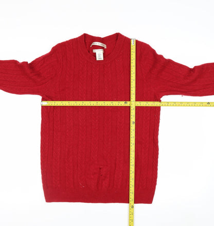 Max Studio Women Red 100% Cashmere Cable-Knit Jumper M