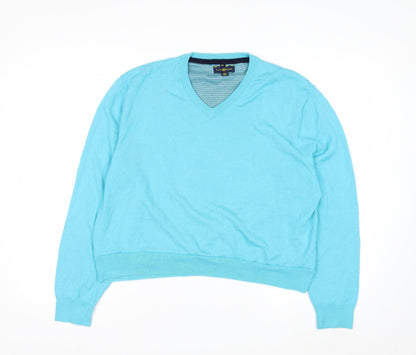 Club Room Men's Blue XL V-Neck Merino Wool Pullover Jumper