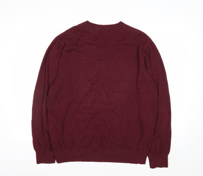 IZOD Men's Red Cotton V-Neck Pullover Jumper XL