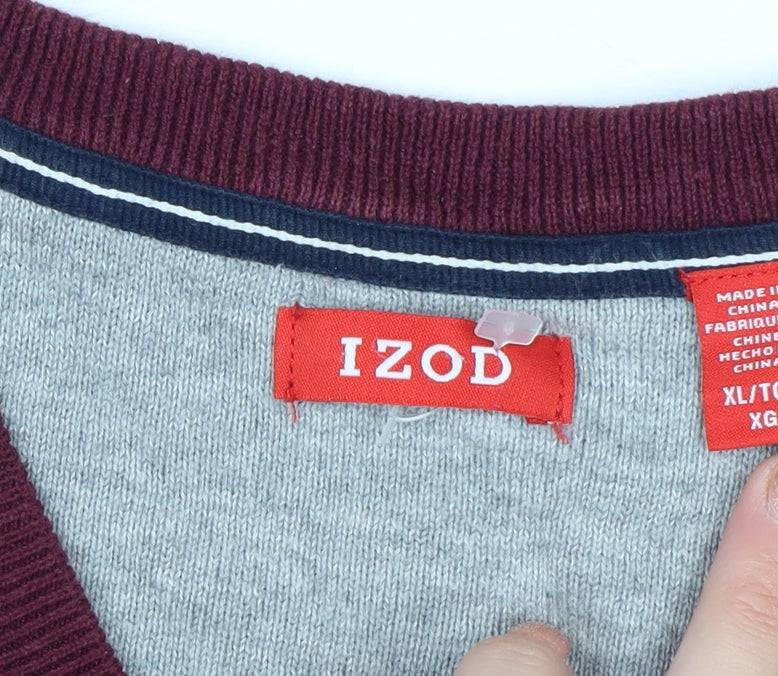 IZOD Men's Red Cotton V-Neck Pullover Jumper XL