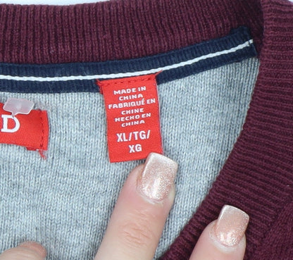 IZOD Men's Red Cotton V-Neck Pullover Jumper XL