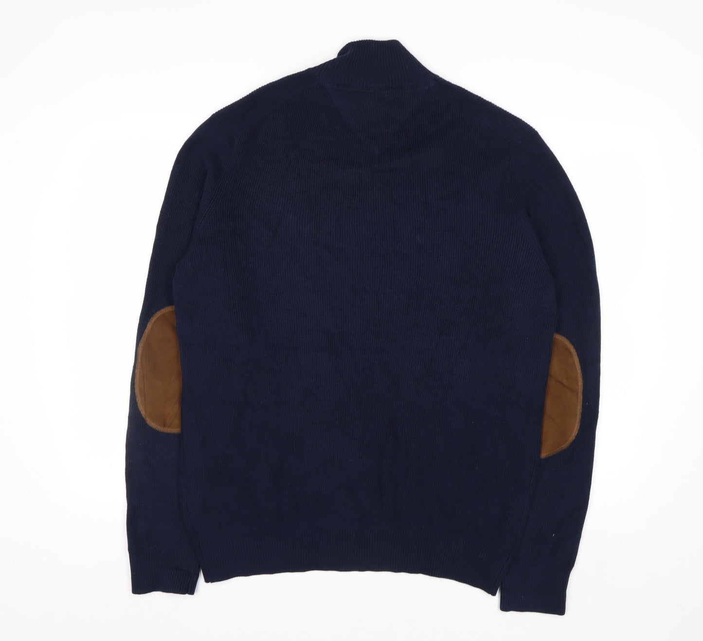 Tommy Hilfiger Men's Blue Cotton 1/2 Zip Jumper L Classic Style