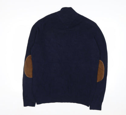 Tommy Hilfiger Men's Blue Cotton 1/2 Zip Jumper L Classic Style