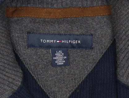 Tommy Hilfiger Men's Blue Cotton 1/2 Zip Jumper L Classic Style