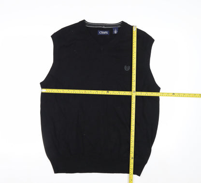 Chaps Men's Black Cotton V-Neck Sleeveless Knit Vest Jumper L