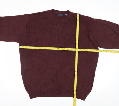 IZOD Men's Brown Cotton Crew Neck Jumper Size L Classic Knit