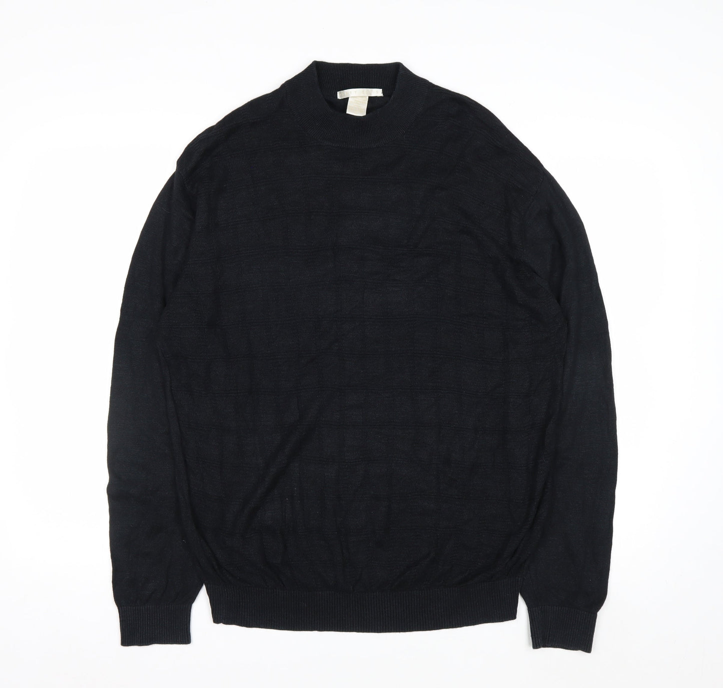 Perry Ellis Men's Black Silk Cotton Mock Neck Jumper XL