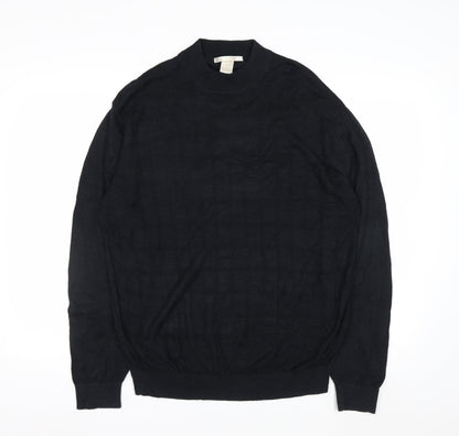 Perry Ellis Men's Black Silk Cotton Mock Neck Jumper XL