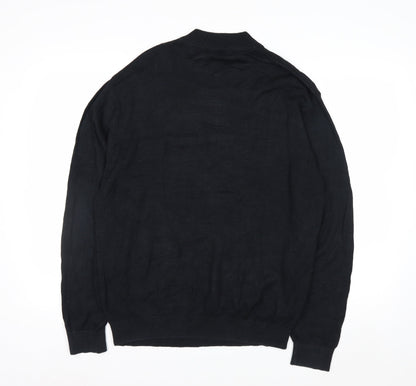 Perry Ellis Men's Black Silk Cotton Mock Neck Jumper XL