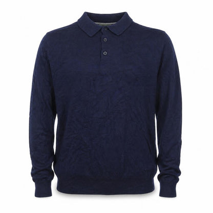Eddie Bauer Men's Blue Cotton Cashmere Collared Henley Jumper L