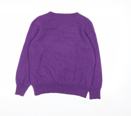 Marks and Spencer Women Purple 100% Cashmere Crew Neck Jumper Size 18