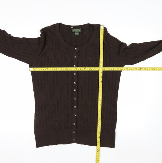 Eddie Bauer Men's Brown Cotton Cable Knit Cardigan L