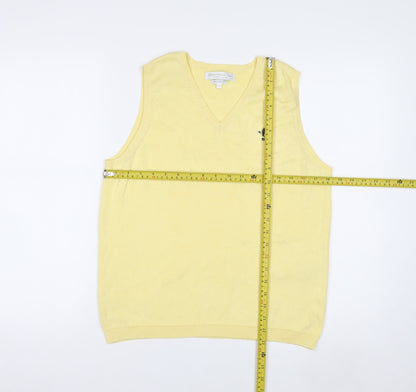 IZOD Men's Yellow Cotton Sleeveless V-Neck Vest M Classic Fit