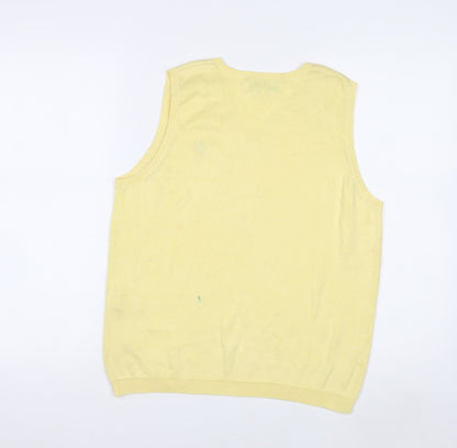 IZOD Men's Yellow Cotton Sleeveless V-Neck Vest M Classic Fit