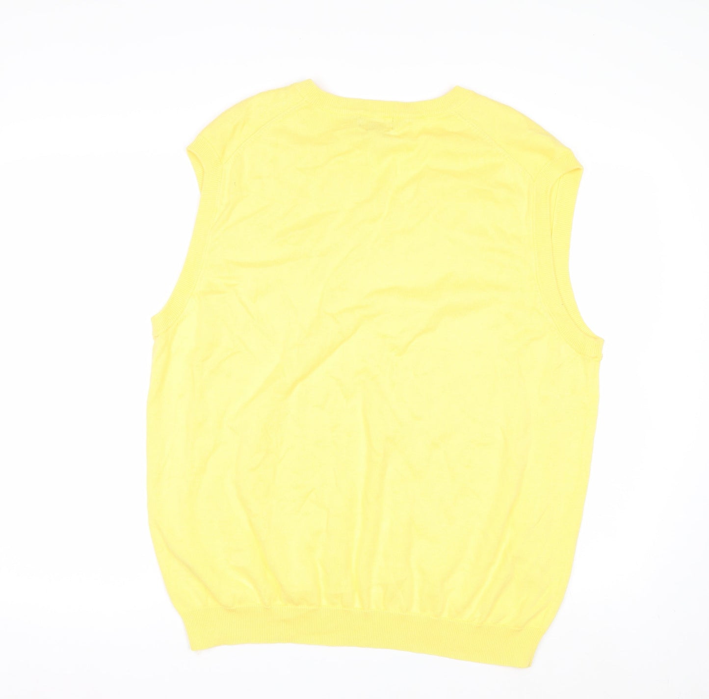 Brooks Brothers Men's Yellow Cotton V-Neck XL Sleeveless Vest