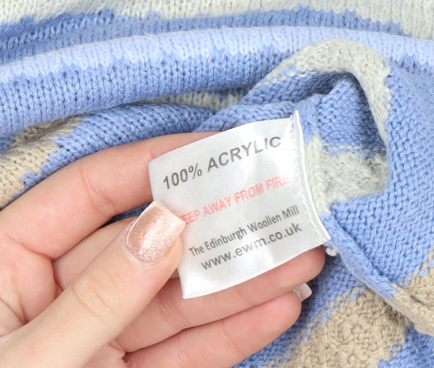 Isle Women Blue Striped Acrylic Knit Pullover Jumper Size S