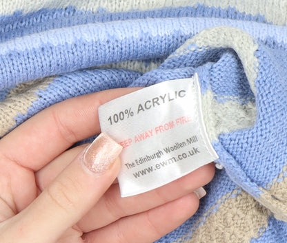 Isle Women Blue Striped Acrylic Knit Pullover Jumper Size S