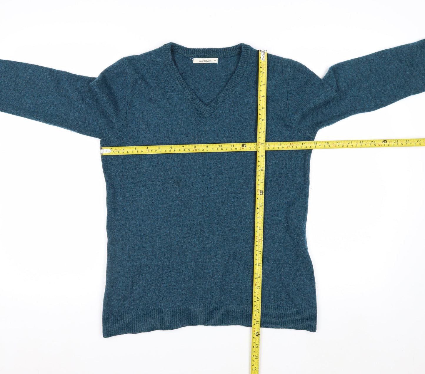 WoolOvers Women Blue 100% Lambswool V-Neck Jumper Size M