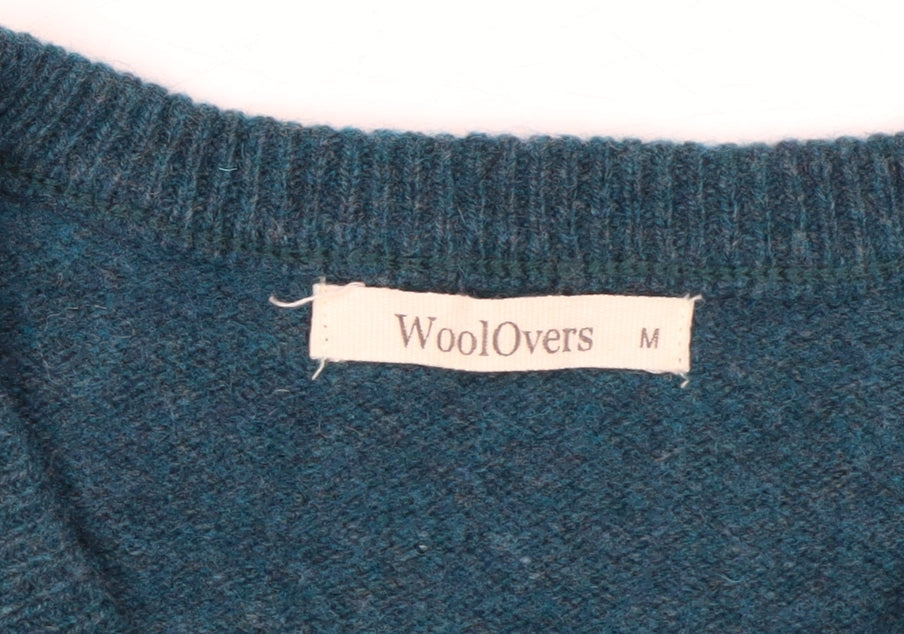 WoolOvers Women Blue 100% Lambswool V-Neck Jumper Size M
