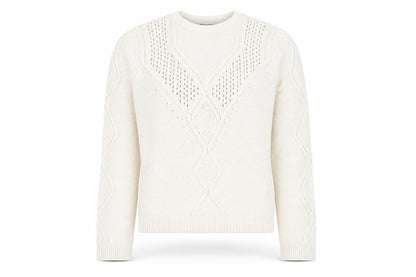 Lipsy Women Ivory Cable Knit Crew Neck Jumper Size 10
