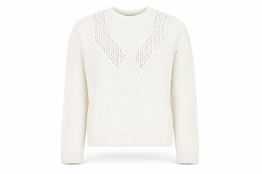 Lipsy Women Ivory Cable Knit Crew Neck Jumper Size 10