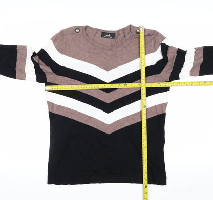 Wallis Women’s Multicoloured Stripe Long Sleeve Knit Jumper UK 14