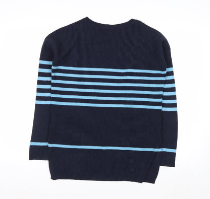 GAP Women’s Blue Striped V-Neck Knit Pullover Jumper XS