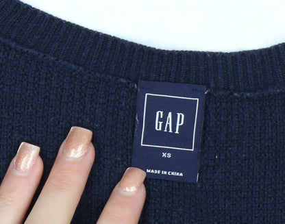 GAP Women’s Blue Striped V-Neck Knit Pullover Jumper XS
