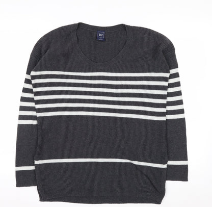 GAP Womens Grey Striped Knit Pullover Jumper XS