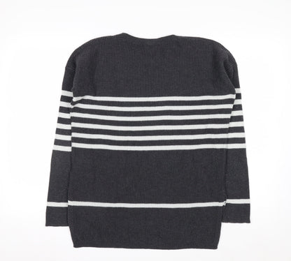 GAP Womens Grey Striped Knit Pullover Jumper XS