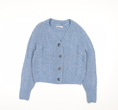 Marks and Spencer Per Una Blue Cable Knit V-Neck Women's Size 12 Cardigan