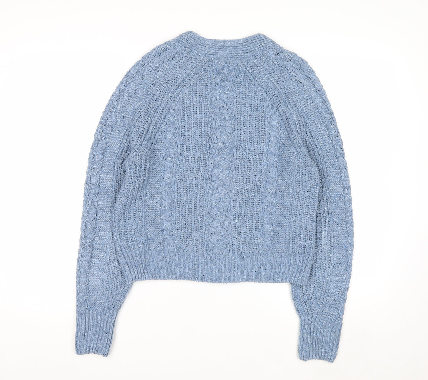 Marks and Spencer Per Una Blue Cable Knit V-Neck Women's Size 12 Cardigan