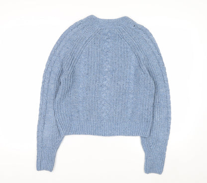 Marks and Spencer Per Una Blue Cable Knit V-Neck Women's Size 12 Cardigan